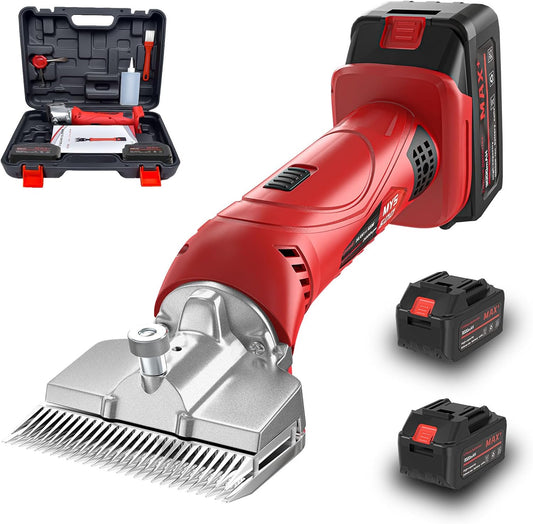 Cordless Horse Clippers,500W Heavy Duty Horse Grooming Clippers with 2 PCS Rechargeable 3000Mah Lithium Battery,6 Speed Professional Horse Grooming Kit for Thick Coat Animals
