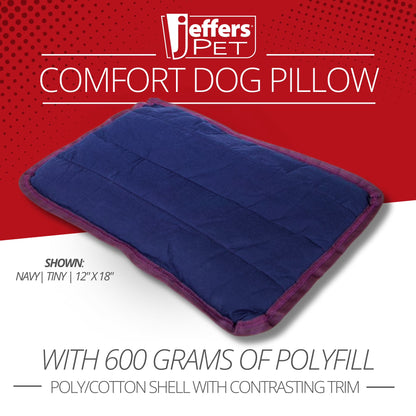 Pet Comfort Dog Pillow, Tiny 12" X 18", Navy – Machine Washable Dog Bed for House, Sofa, Crate & Travel – Poly Cotton Shell, Winter Warmth, Soft, Comfy, Durable, Top Pet Bedding