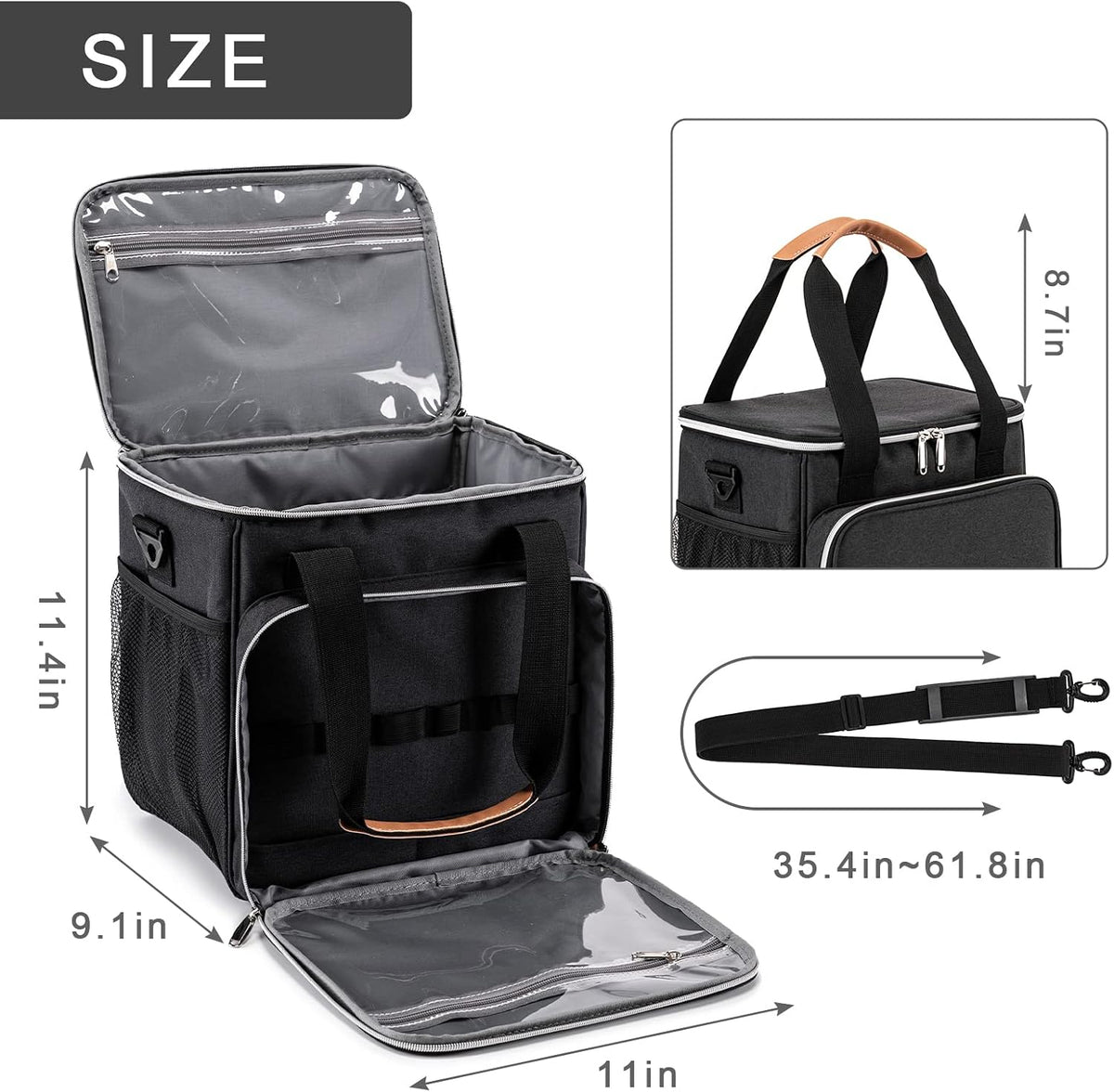 Pet Grooming Bag, Dog Grooming Supplies Organizer Tote Bag, Perfect for Pet Grooming Tool Kit Accessories-Black